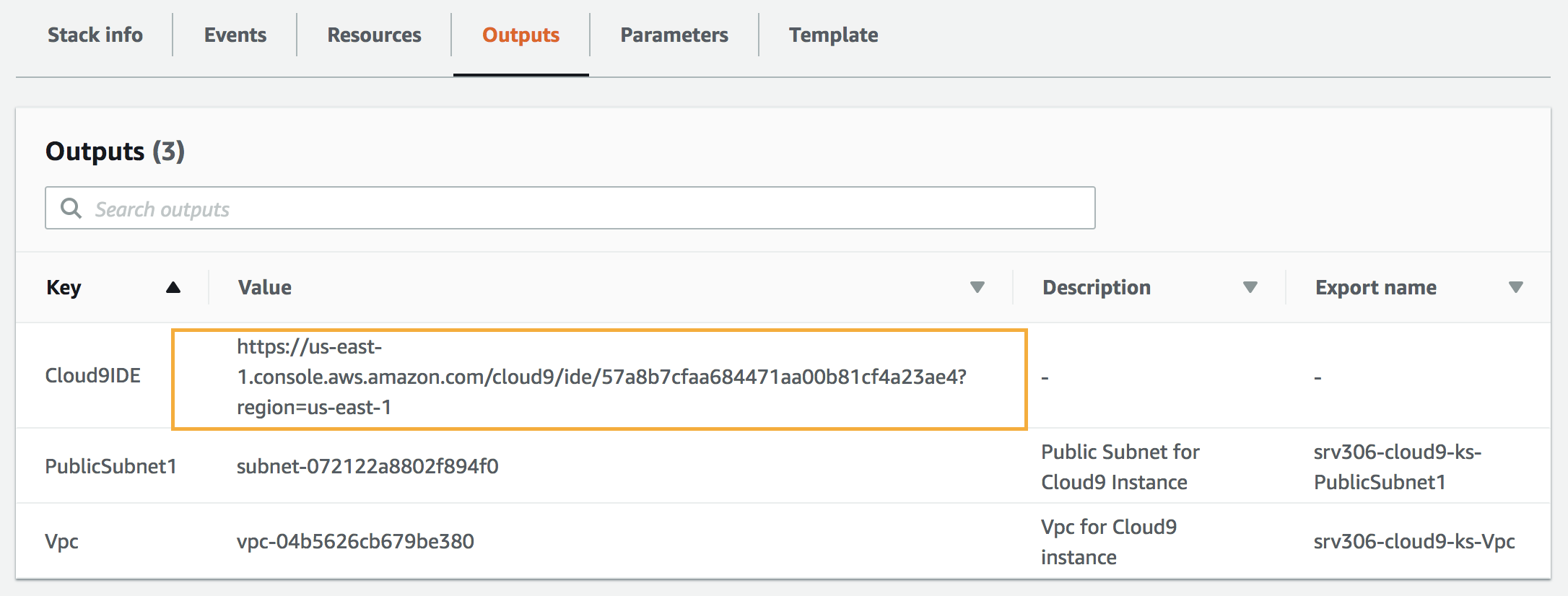 cloudformation outputs